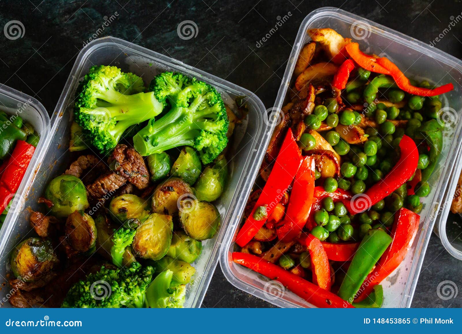 Food Being Prepared, Ready in Tubs for Eating Stock Image Image of