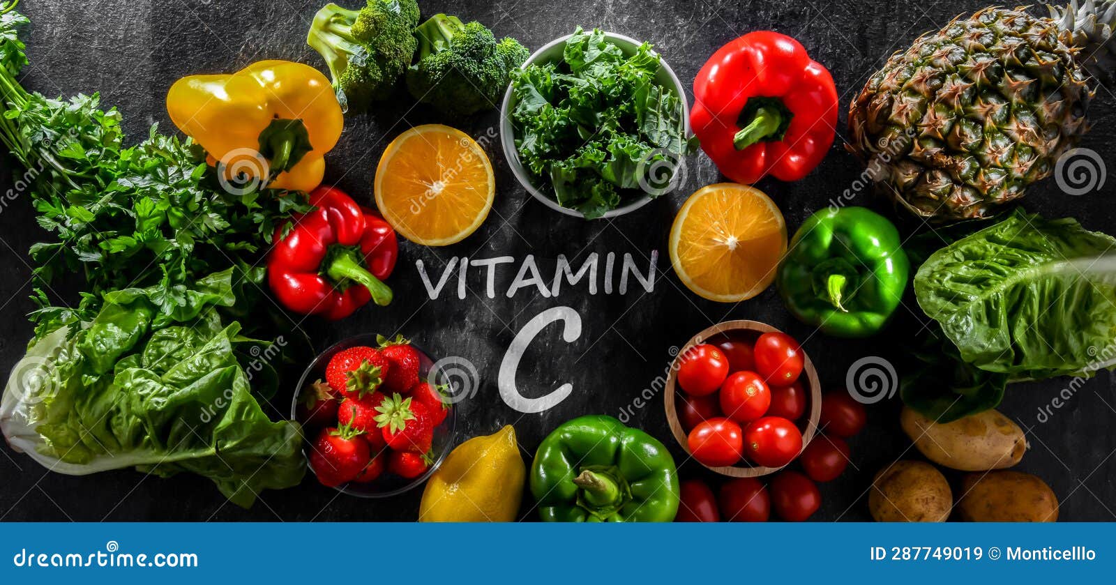 Food Products Rich in Vitamin C or Ascorbic Acid Stock Image Image of