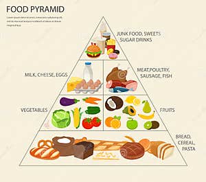 Food Pyramid Healthy Eating Infographic Vector Illustration 