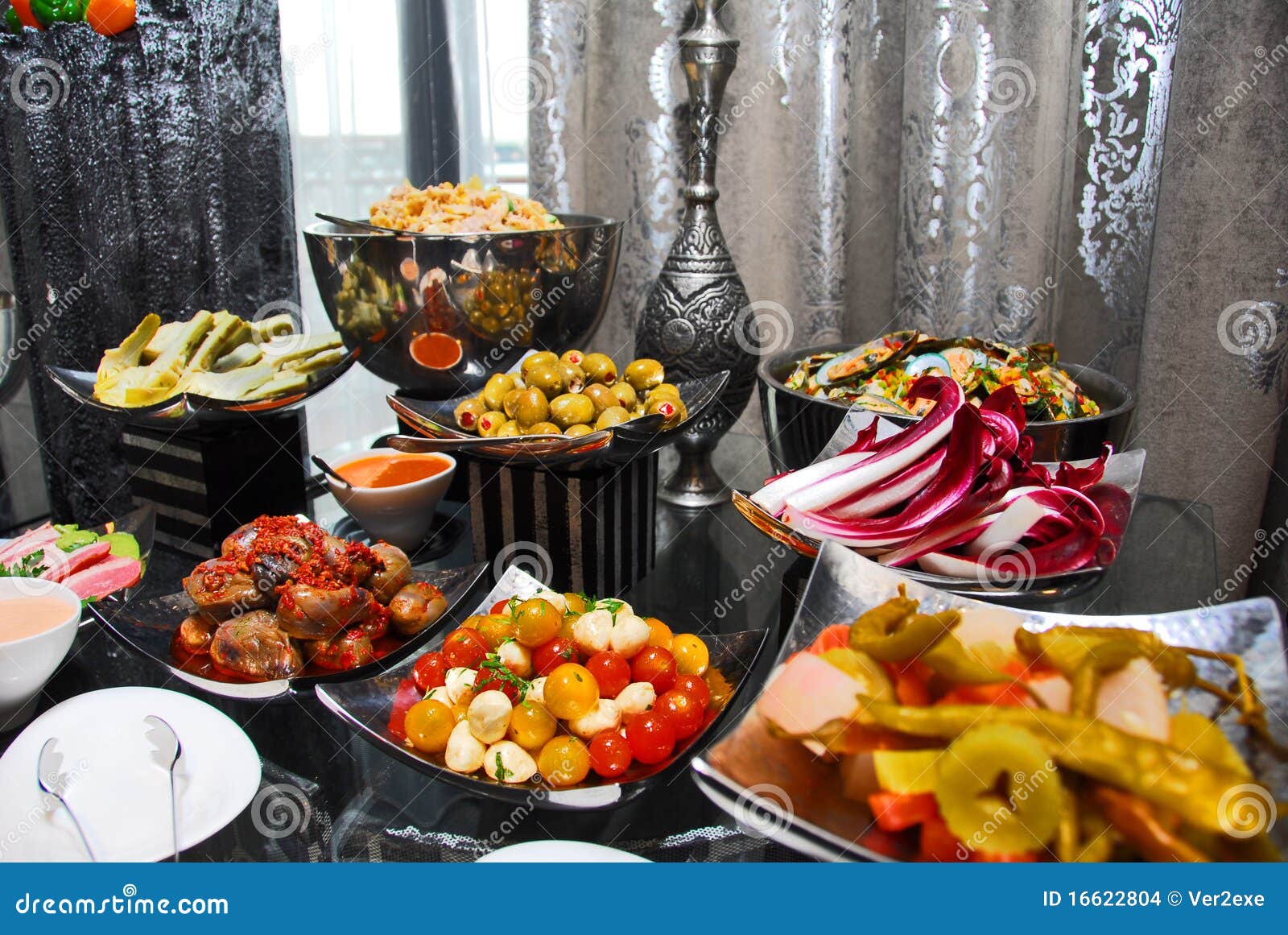 Assorted Food setup stock photo. Image of meat, tomatoes 16622804
