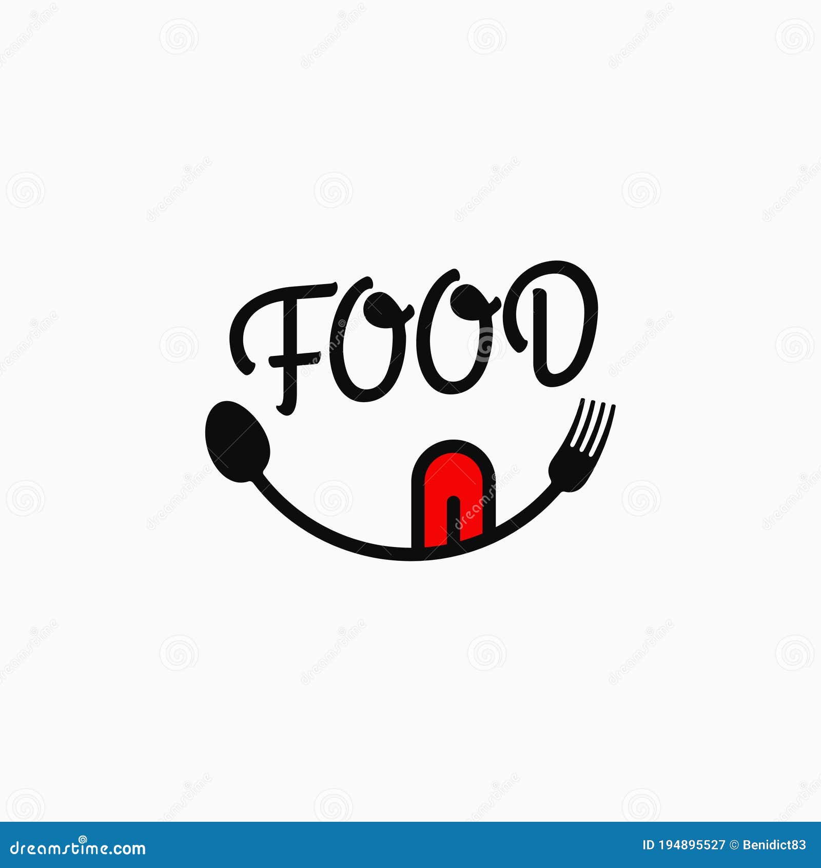 Food Smile Logo. Food Lettering with Eyes Stock Vector - Illustration