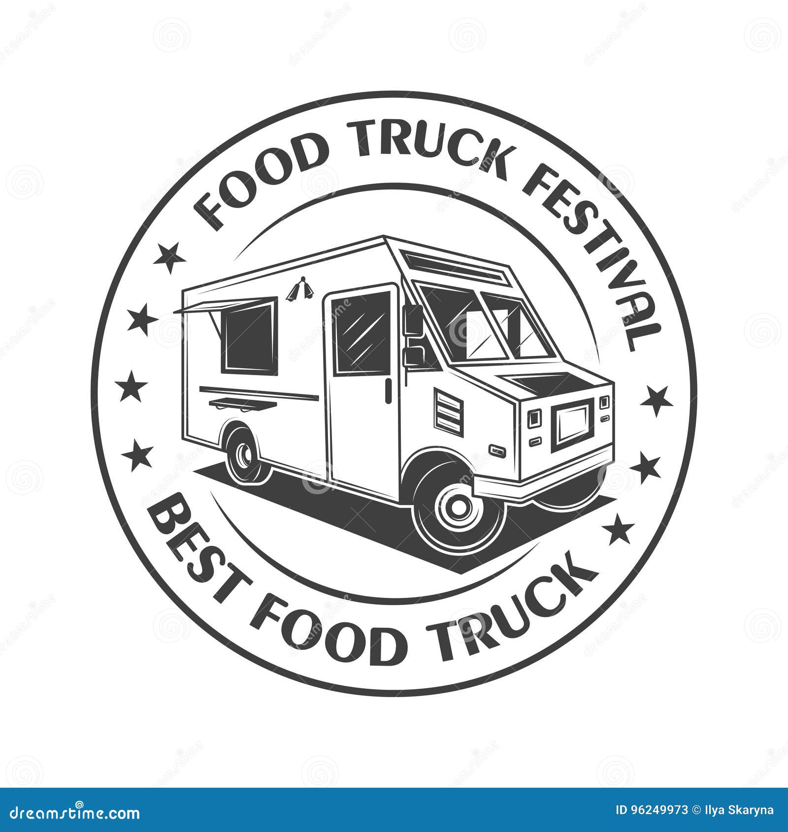 Food Truck Festival Vintage Logo,label, Badge, or Emblem in Monochrome ...