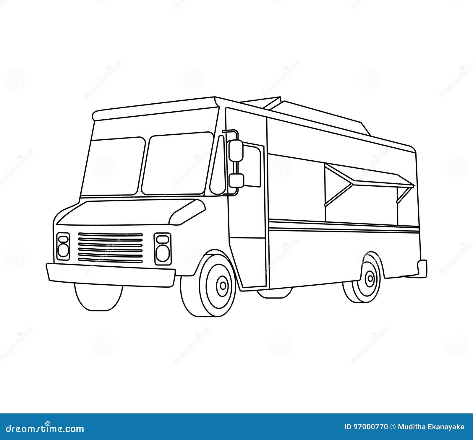 Food Truck line art stock vector. Illustration of fast ...