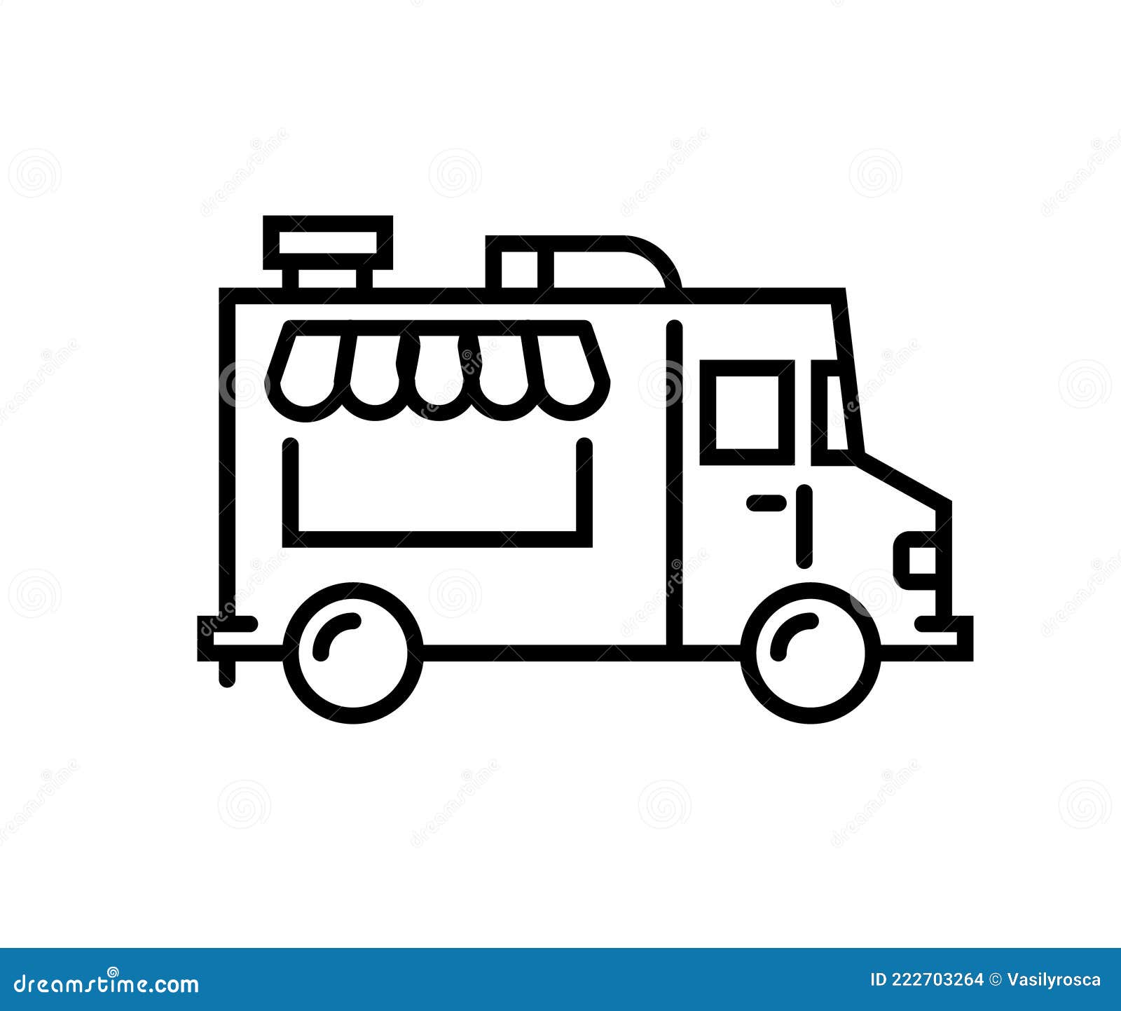 food truck logo line icon.  foodtruck kitchen street van  icon