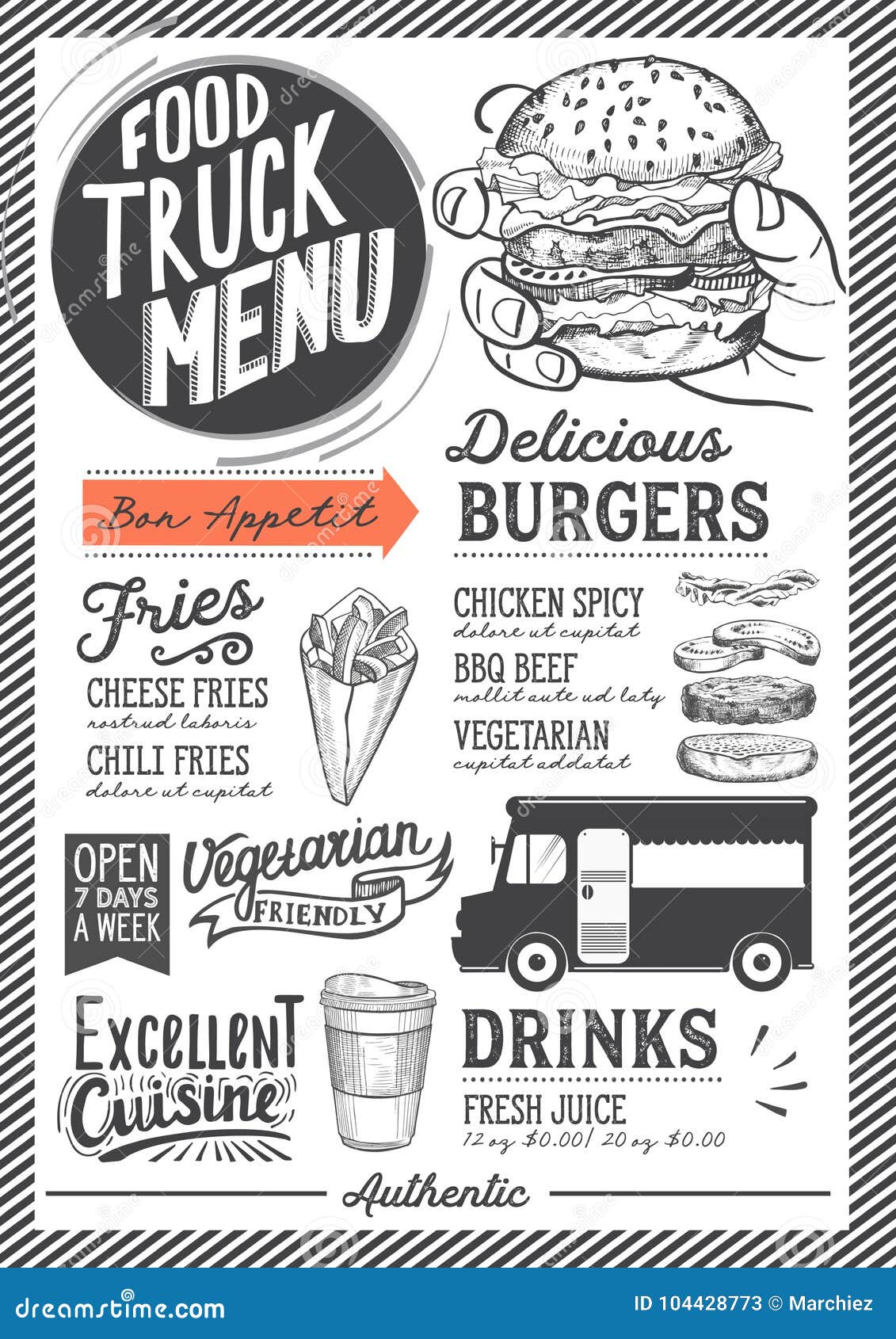 Food truck menu template. stock vector. Illustration of poster With Food Truck Menu Template