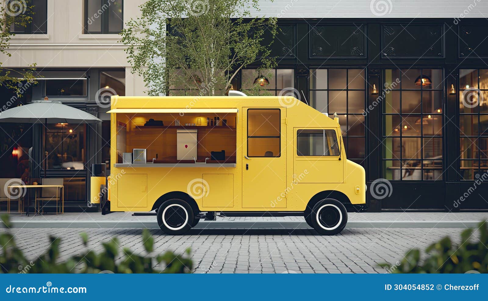 Food truck on the street stock photo. Image of service - 304054852