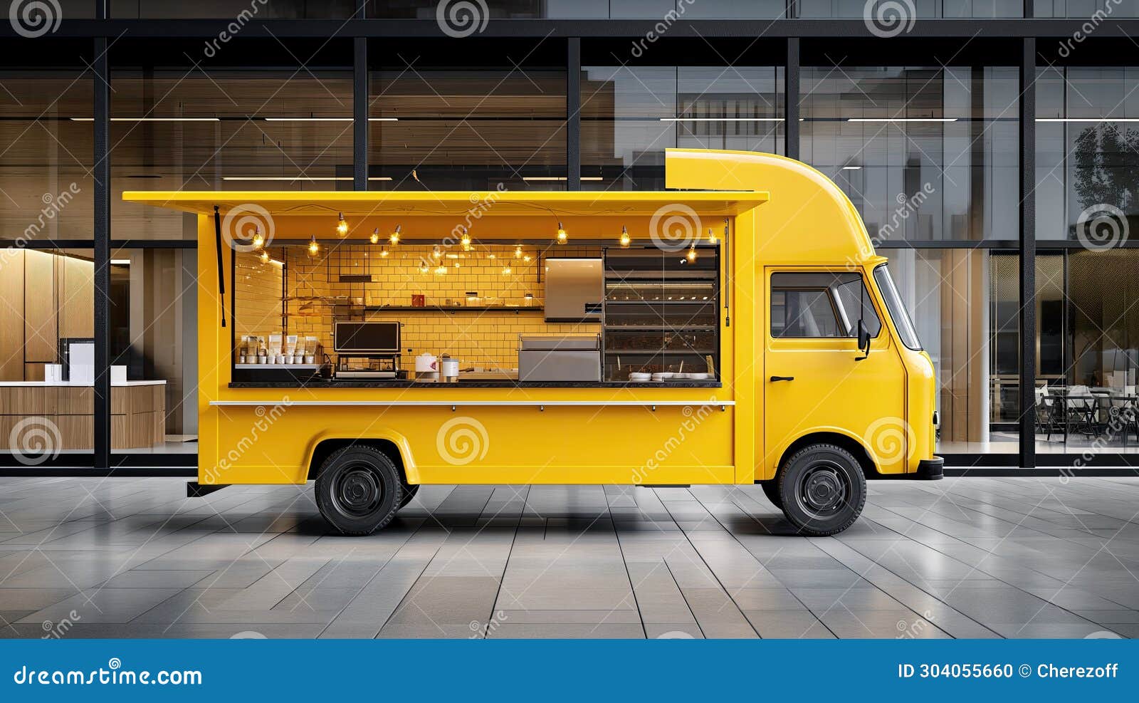 Food truck on the street stock photo. Image of gourmet - 304055660