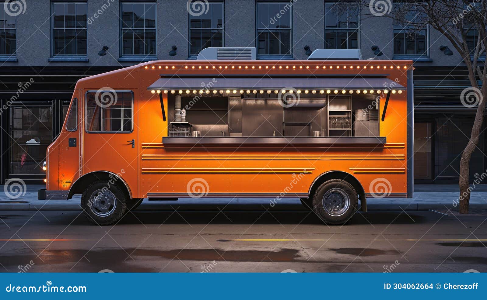 Food truck on the street stock photo. Image of dinner - 304062664