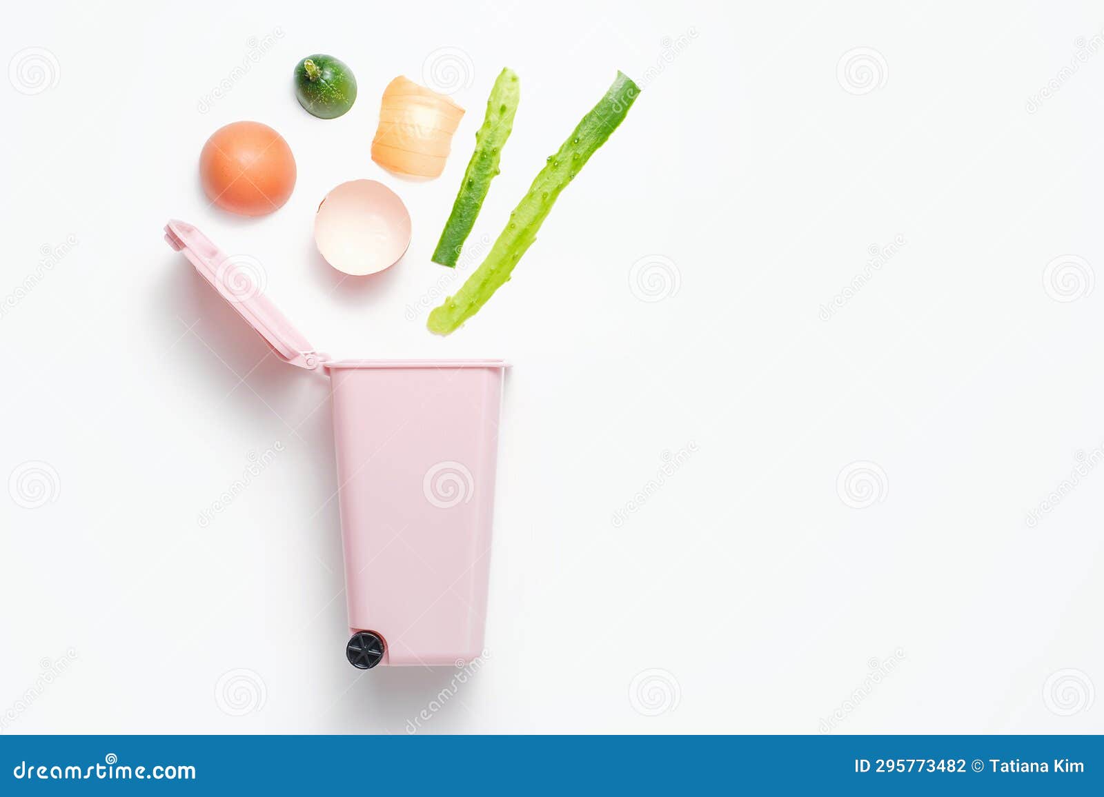 A Food Waste and Trash Bin on White Background, the Concept of Garbage Sorting. Stock Photo