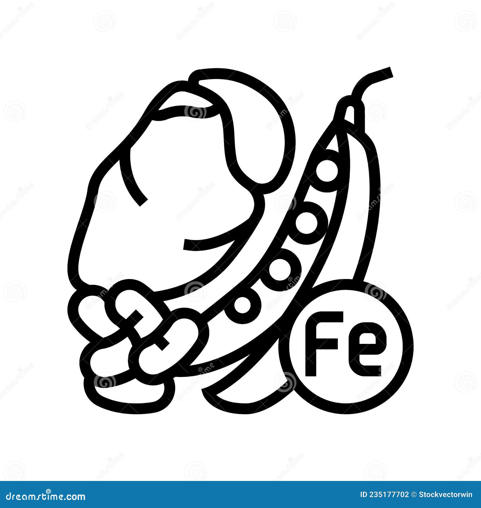 Foods High in Iron Line Icon Vector Illustration Stock Vector