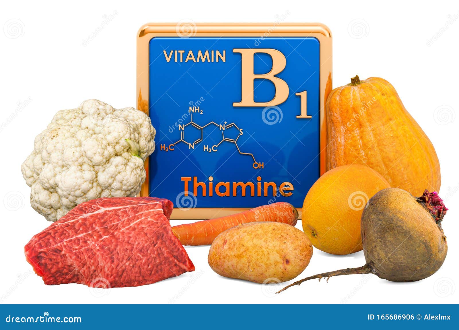 Vitamin B1 Or Thiamin Infographic Cartoon Vector