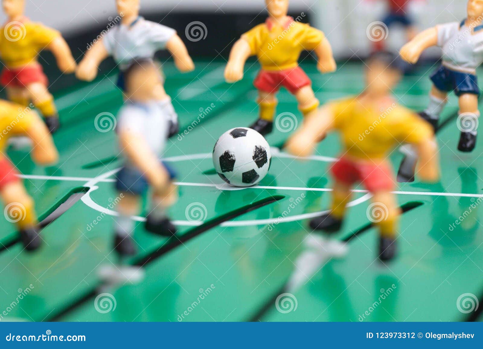 Foosball Player Table Soccer Plastic Game Stock Photo Image of green