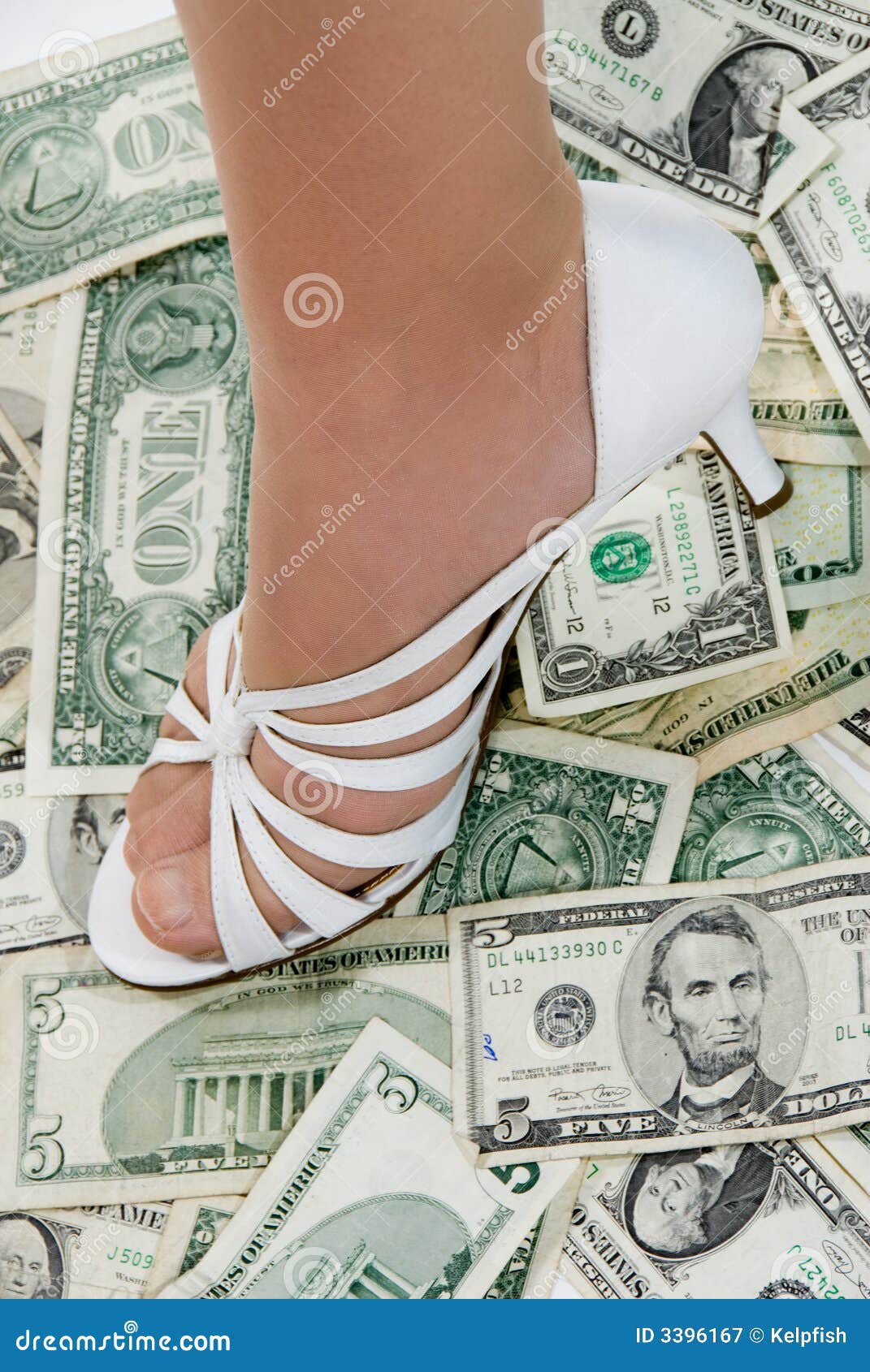 Foot on cash stock image. Image of profits, spend, businesswoman 3396167
