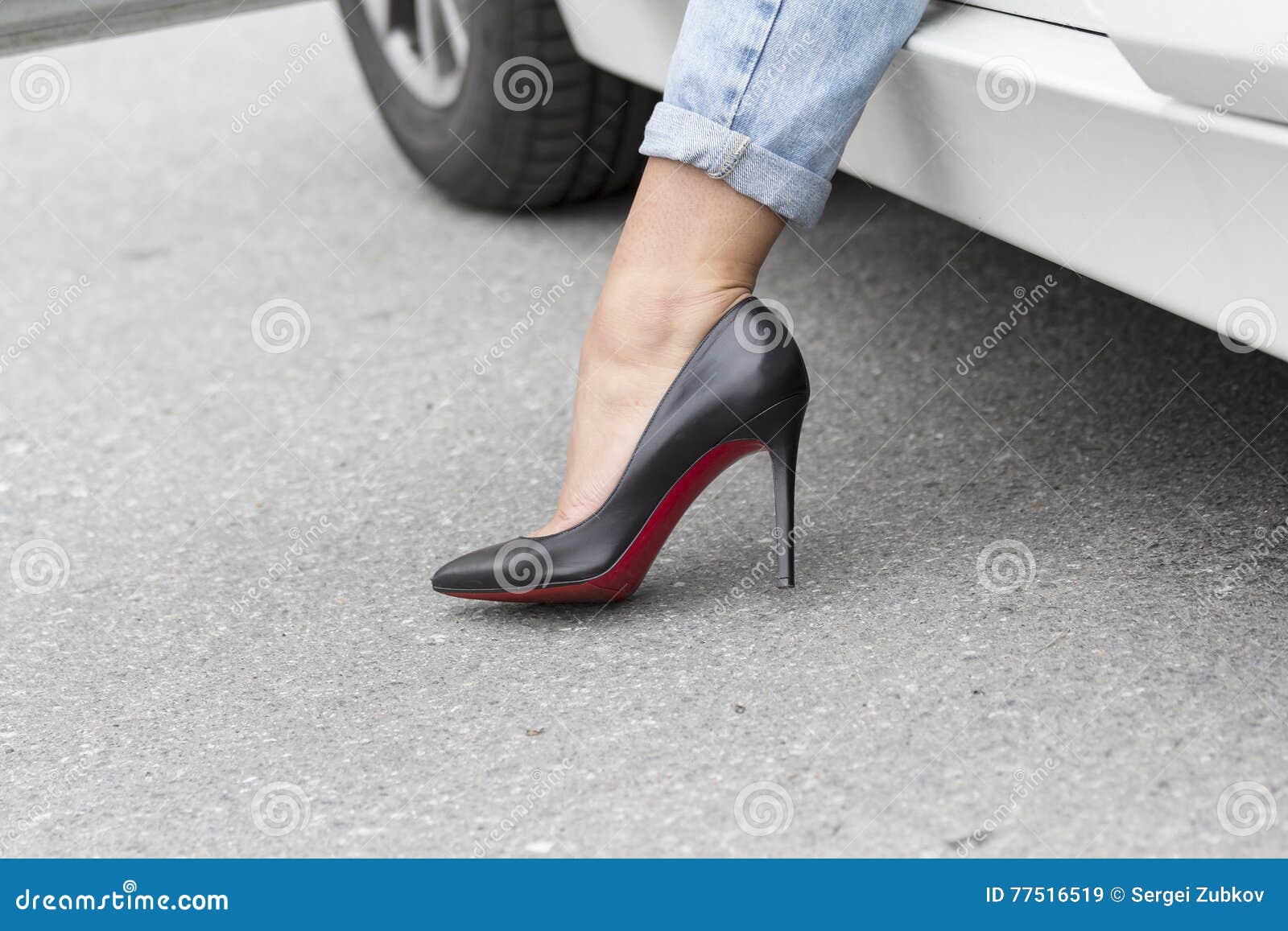 Foot girls on the road stock image. Image of jeans, business - 77516519