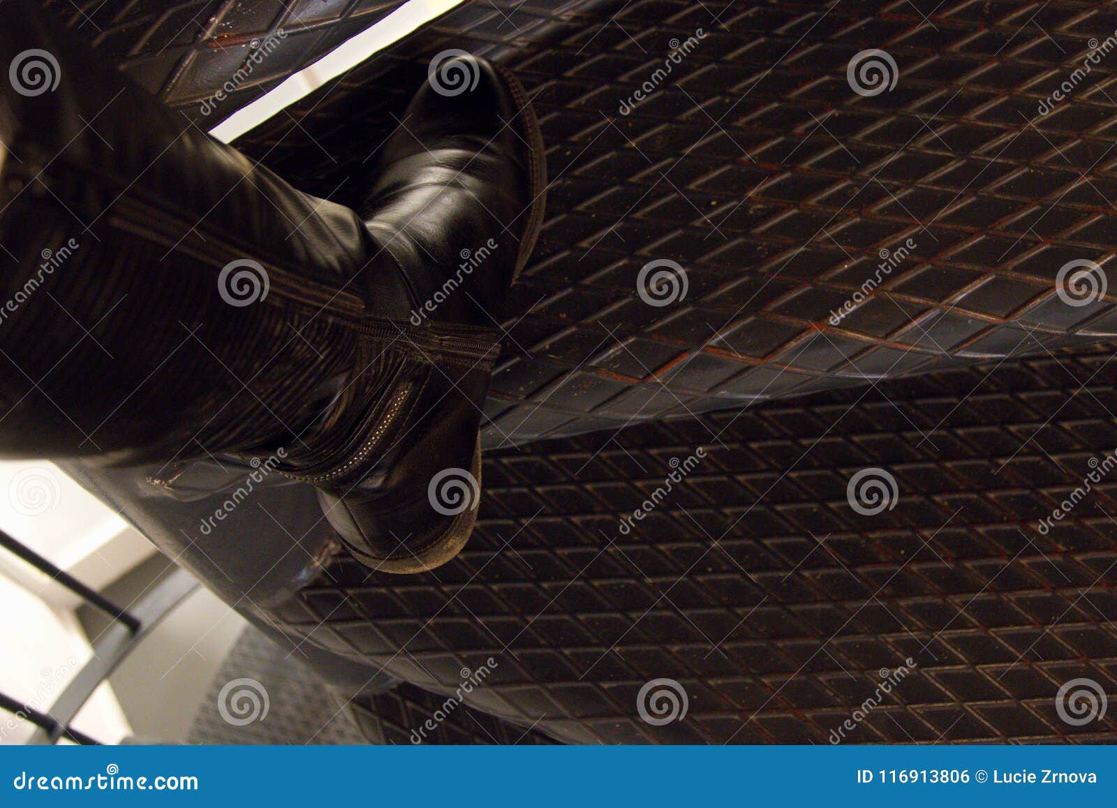 Foot in a Highh Shoe on a Metal Steps Stock Photo - Image of climb ...