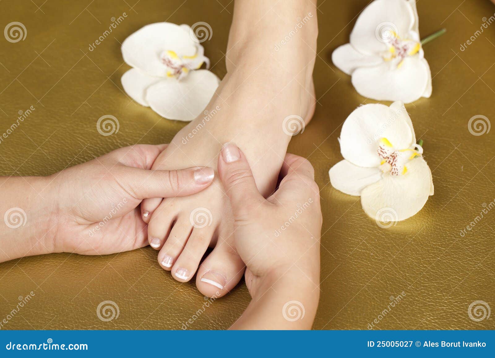 foot pedicure and french manicure nails