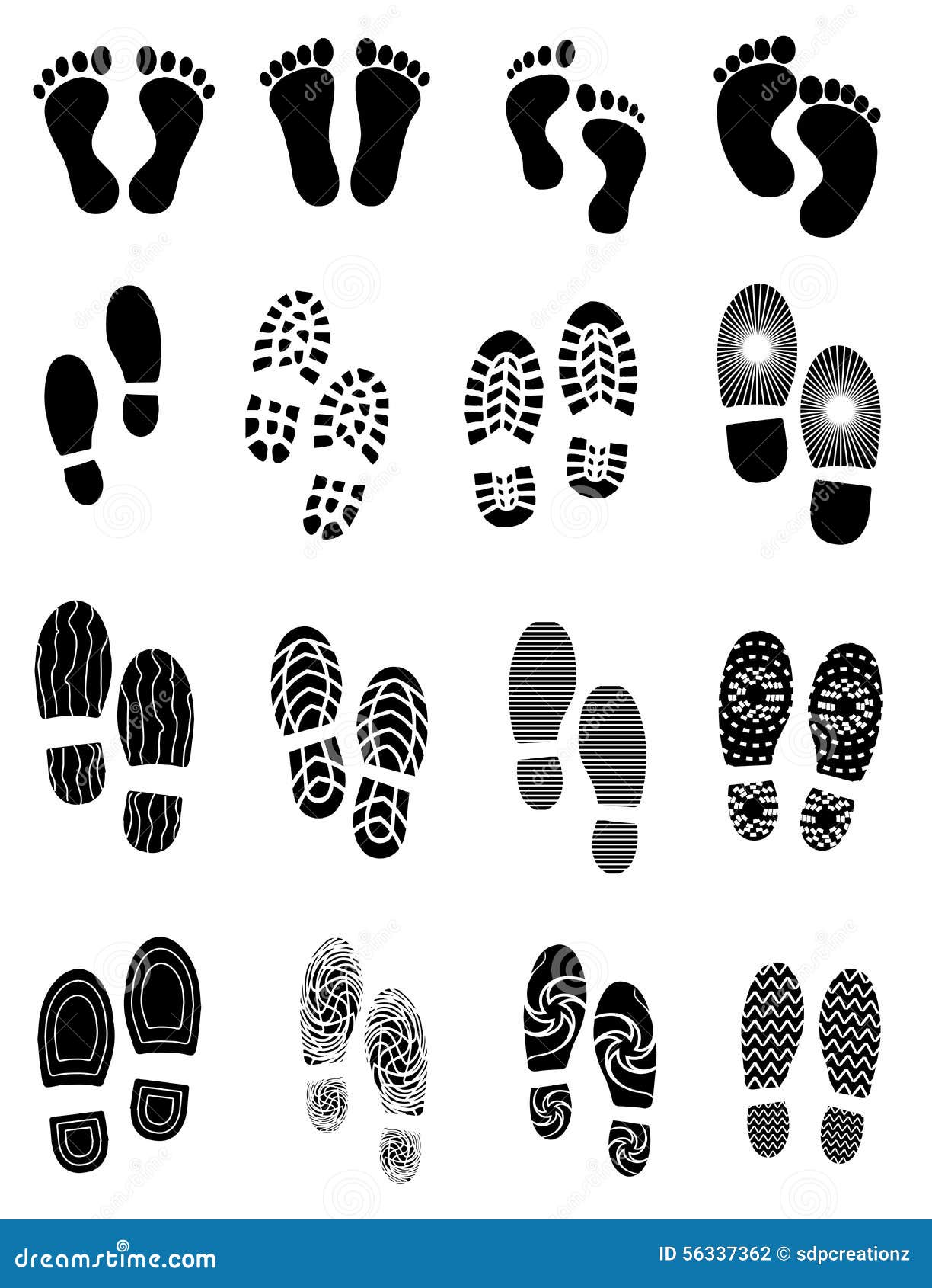 foot prints icons set