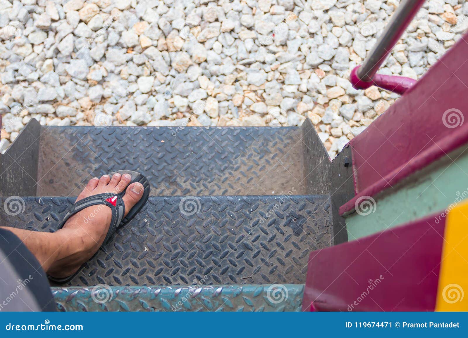 Foot on Steel Stair Up and Down of Train Stock Image - Image of beauty ...