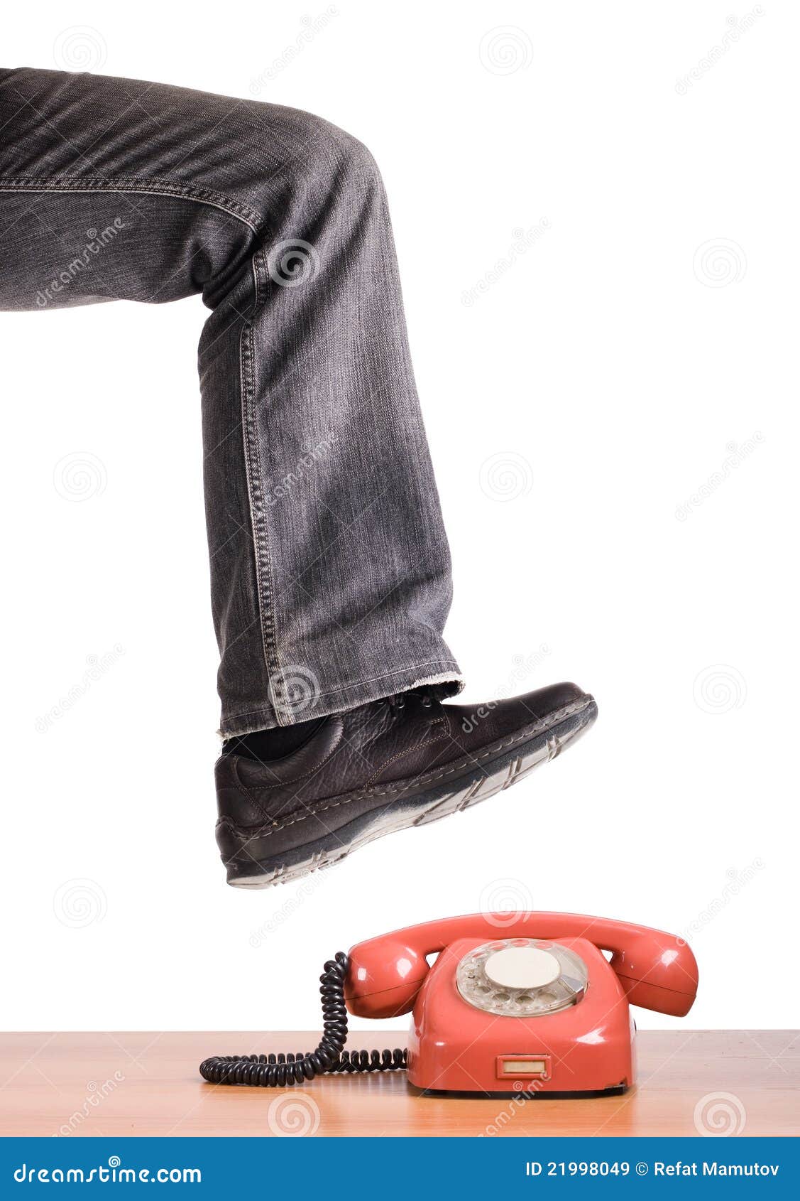 Foot steps on the phone. stock image. Image of contact 21998049