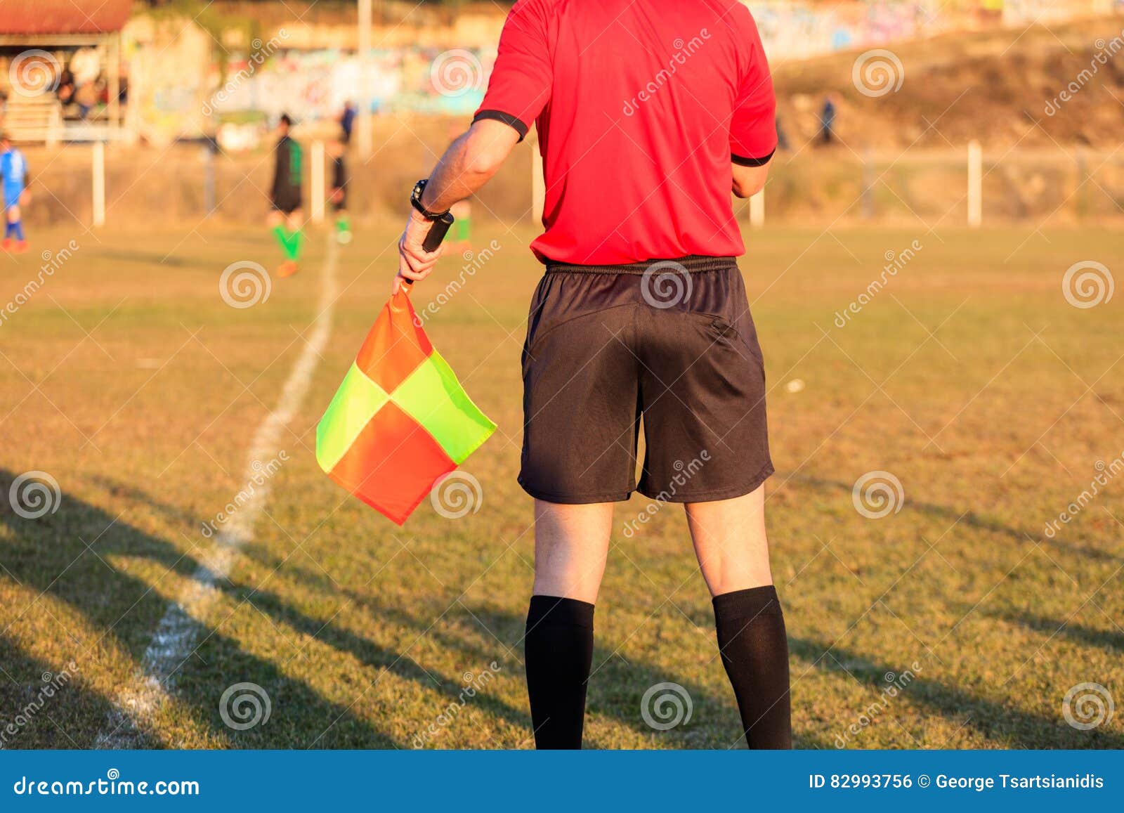 Football Assistant Referee in Action Stock Photo - Image of line, close