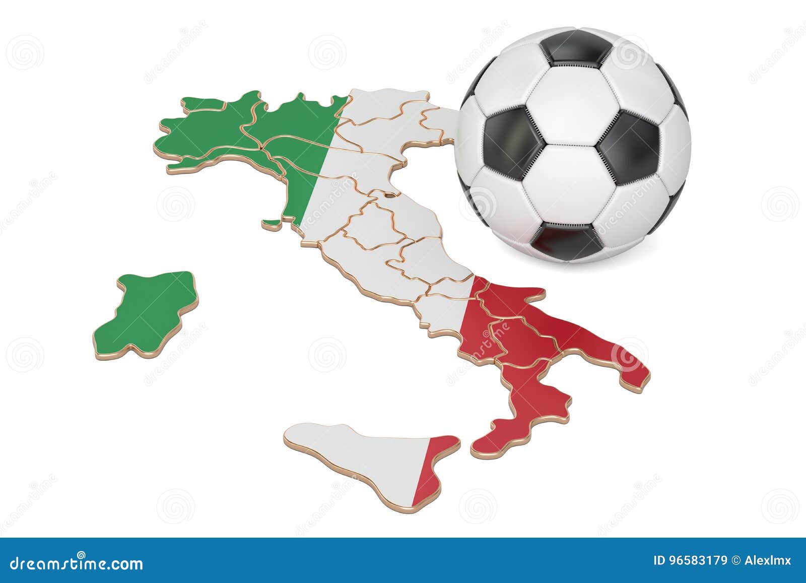 Football Ball with Map of Italy Concept Stock Illustration
