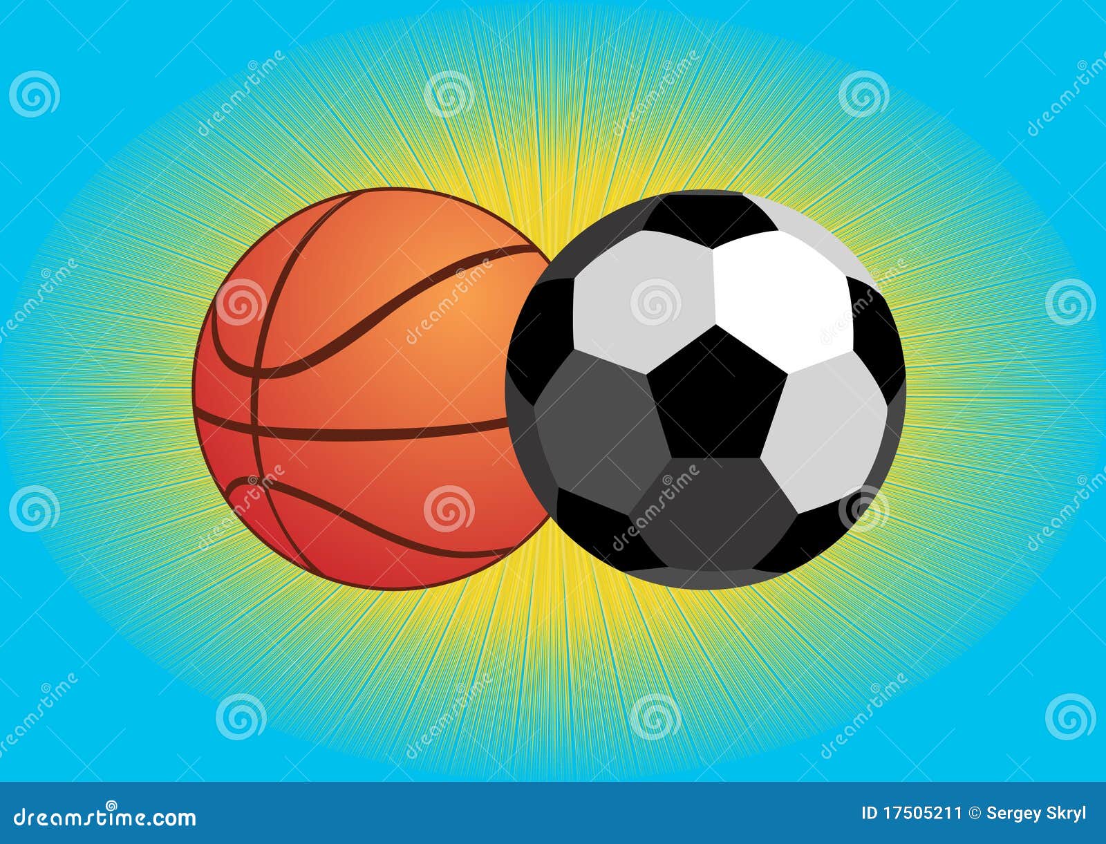 Football and basketball stock vector. Illustration of yellow 17505211