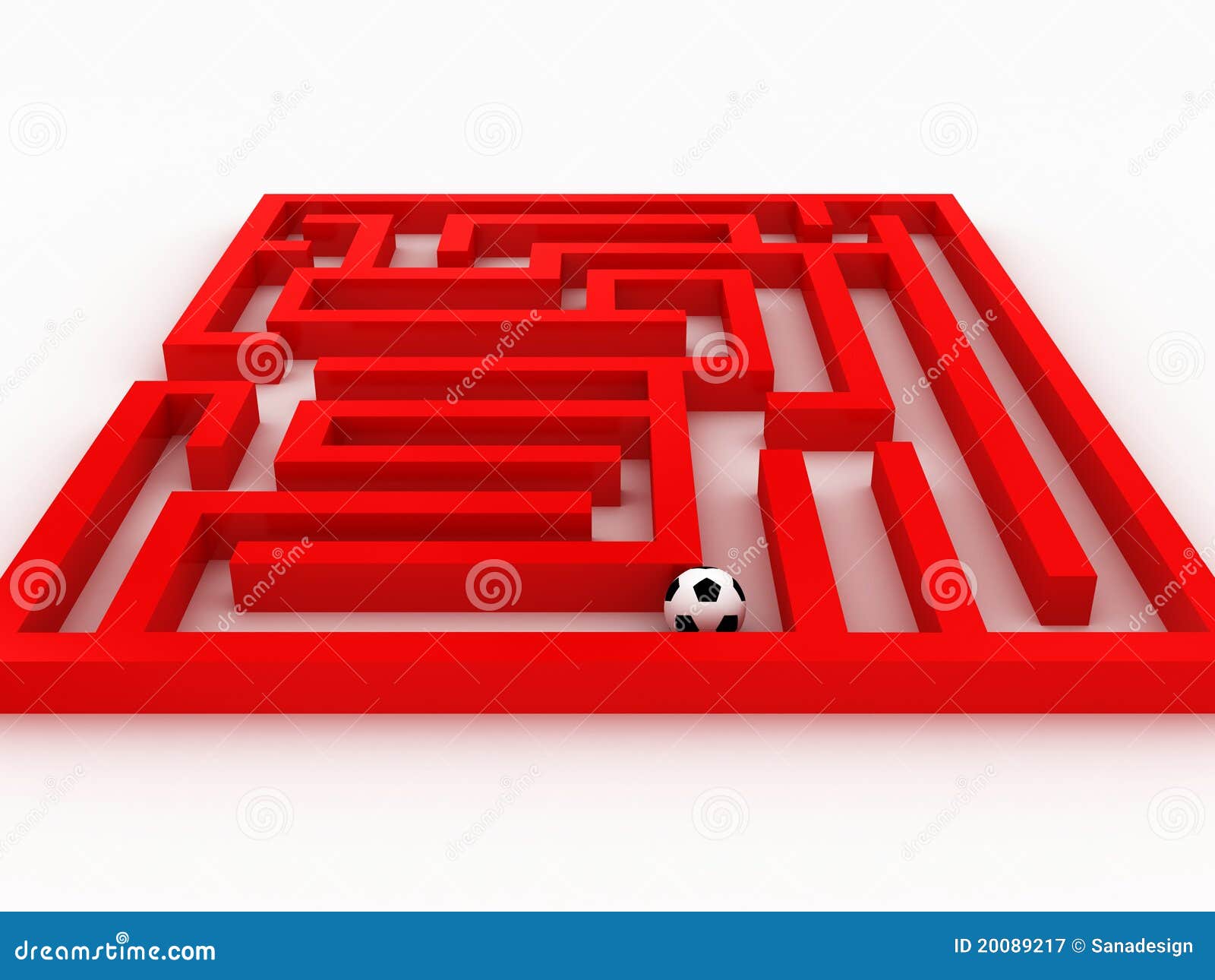 Football-bille Dans Le Labyrinthe Illustration Stock