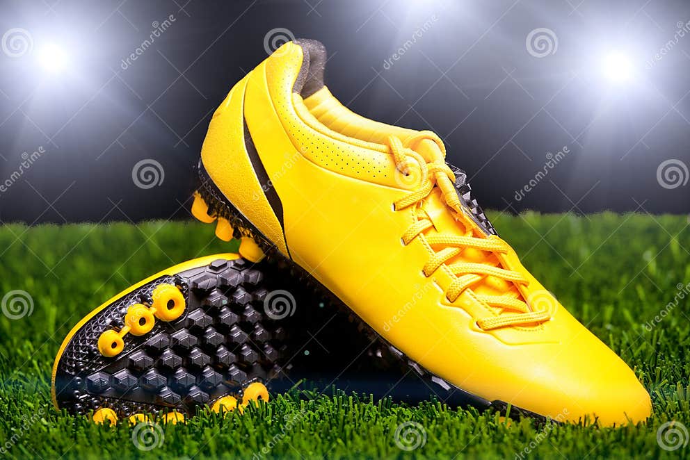 Football Boots on the Grass Stock Photo Image of boot, footwear 21872602