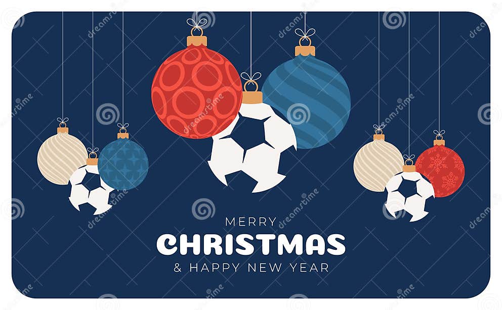 Football Christmas Greeting Card. Merry Christmas and Happy New Year