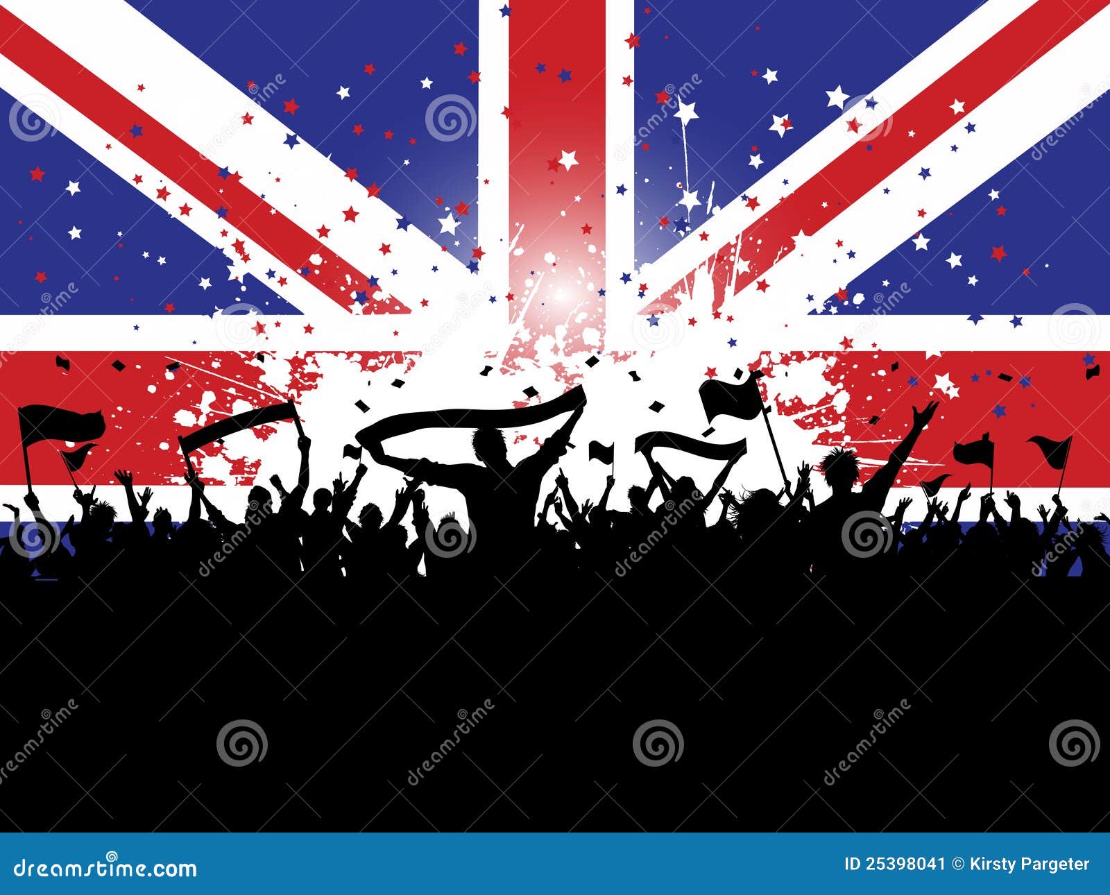 Football Crowd With Banners And Flags Stock Vector Illustration of
