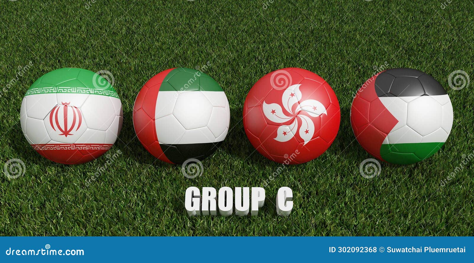 Football Cup Groups C. 2023 Asian Cup Tournament Stock Illustration