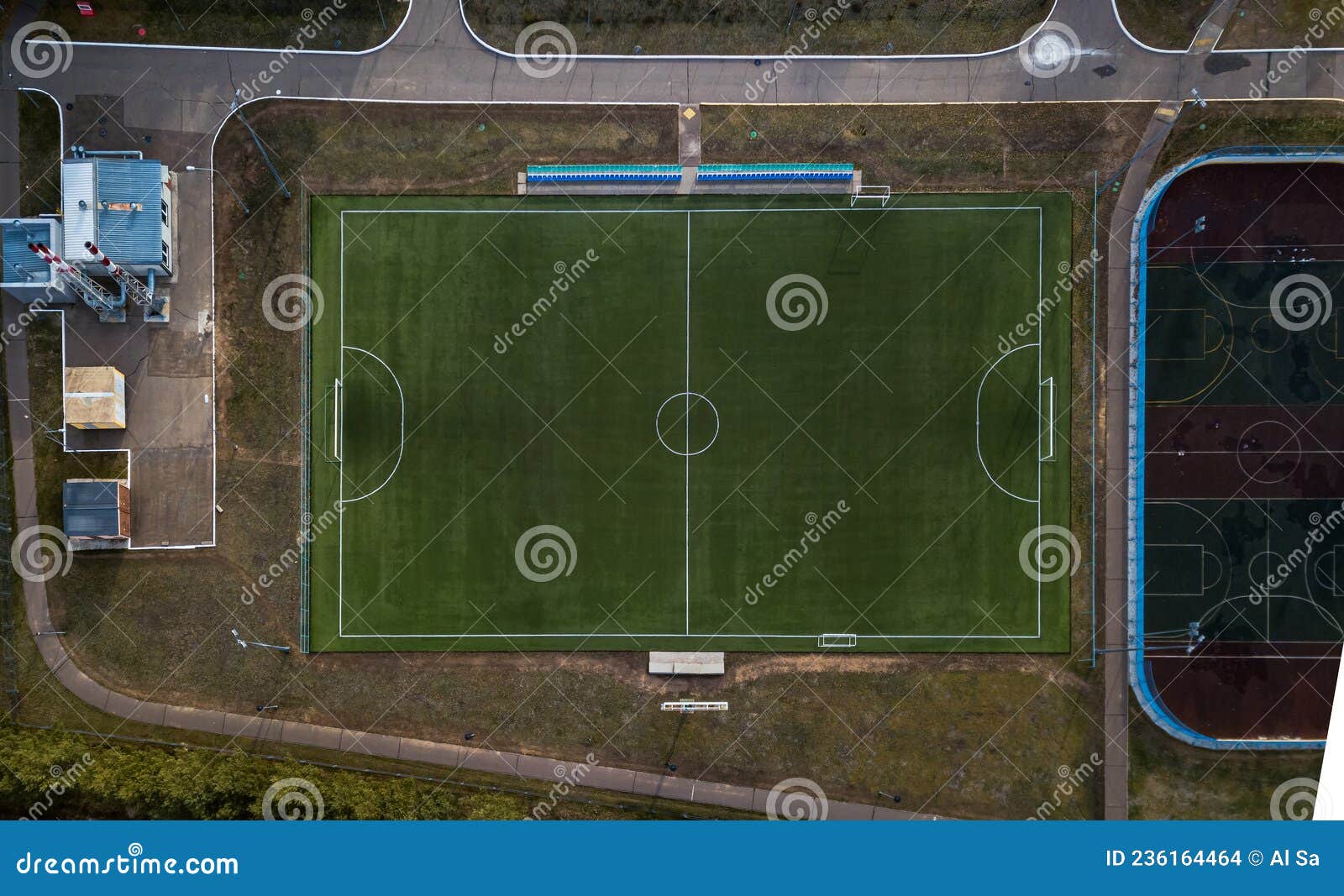 Football Field at the Country Club. Aerial View. Playing Football in ...