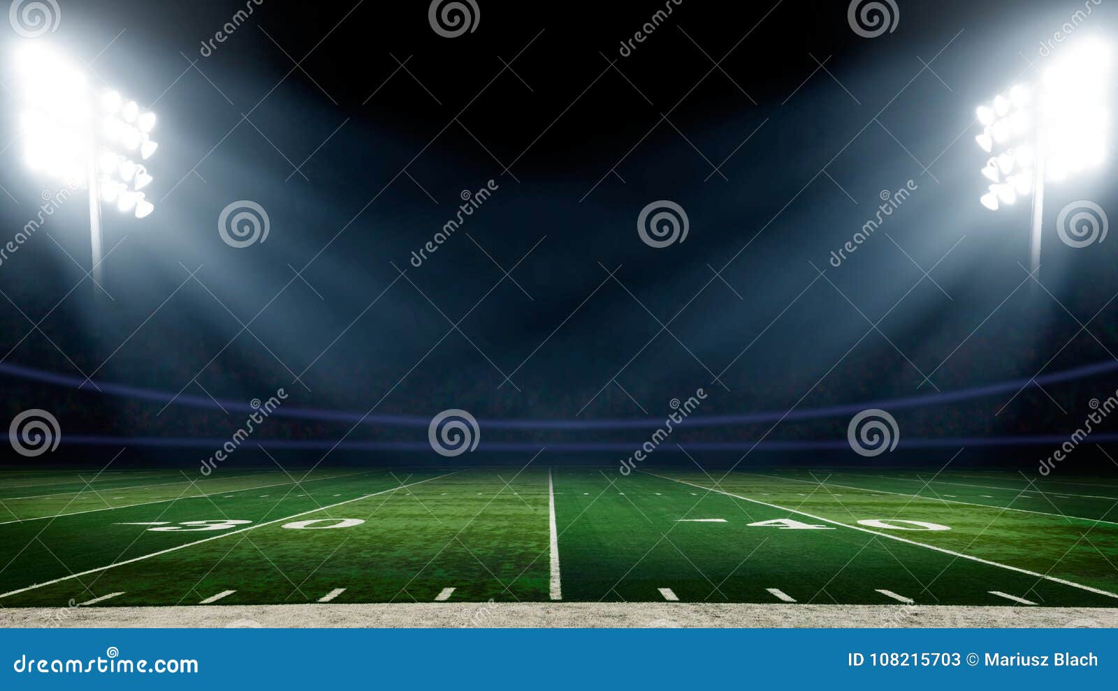football field with stadium lights