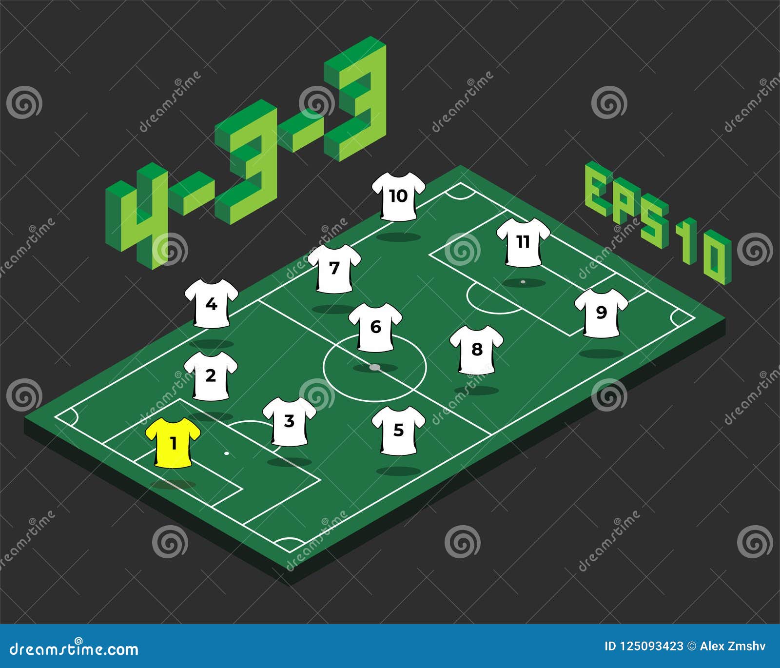 football-4-3-3-formation-with-isometric-field-stock-vector