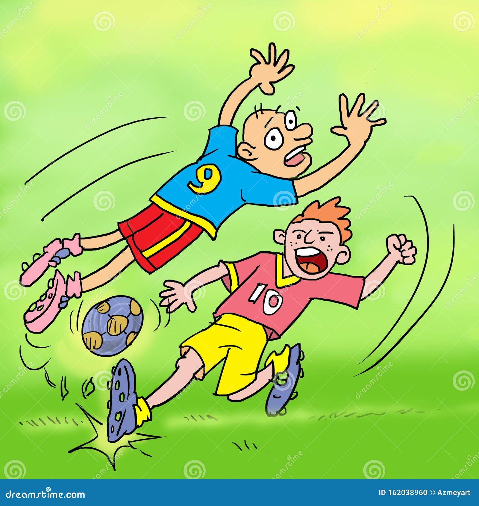 Funny Cartoon Kids Playing Football Illustration Stock Illustration -  Illustration of bodu, buildings: 162038960