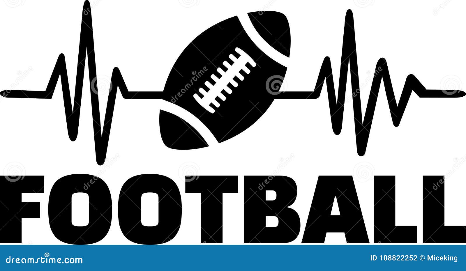 Football heartbeat pulse stock vector. Illustration of team 108822252