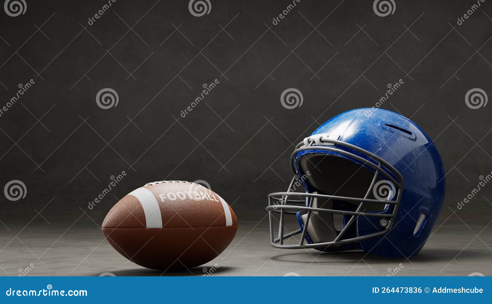 Football Helmet and Football Ball Background, 3d Rendering Stock Illustration Illustration of