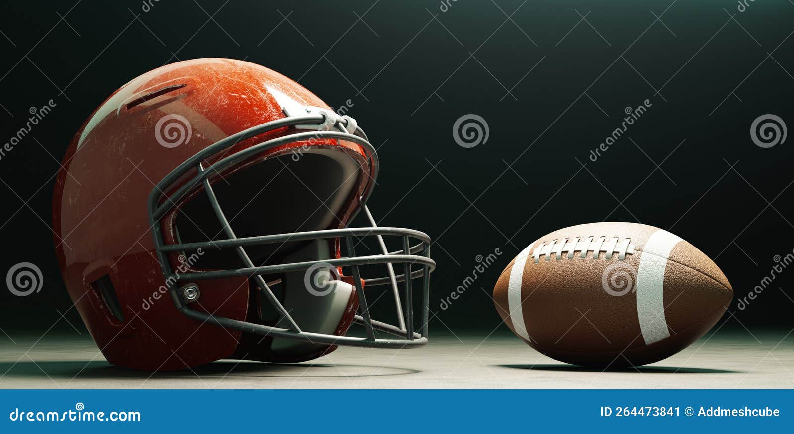 Football Helmet and Football Ball, 3d Rendering Stock Illustration Illustration of team