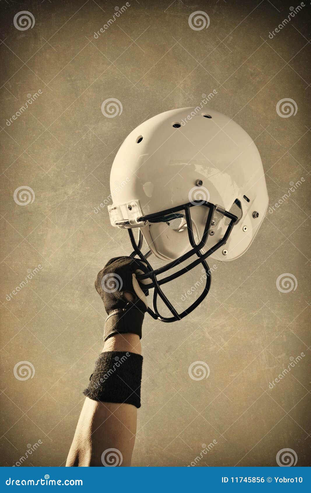 football helmet sepia toned