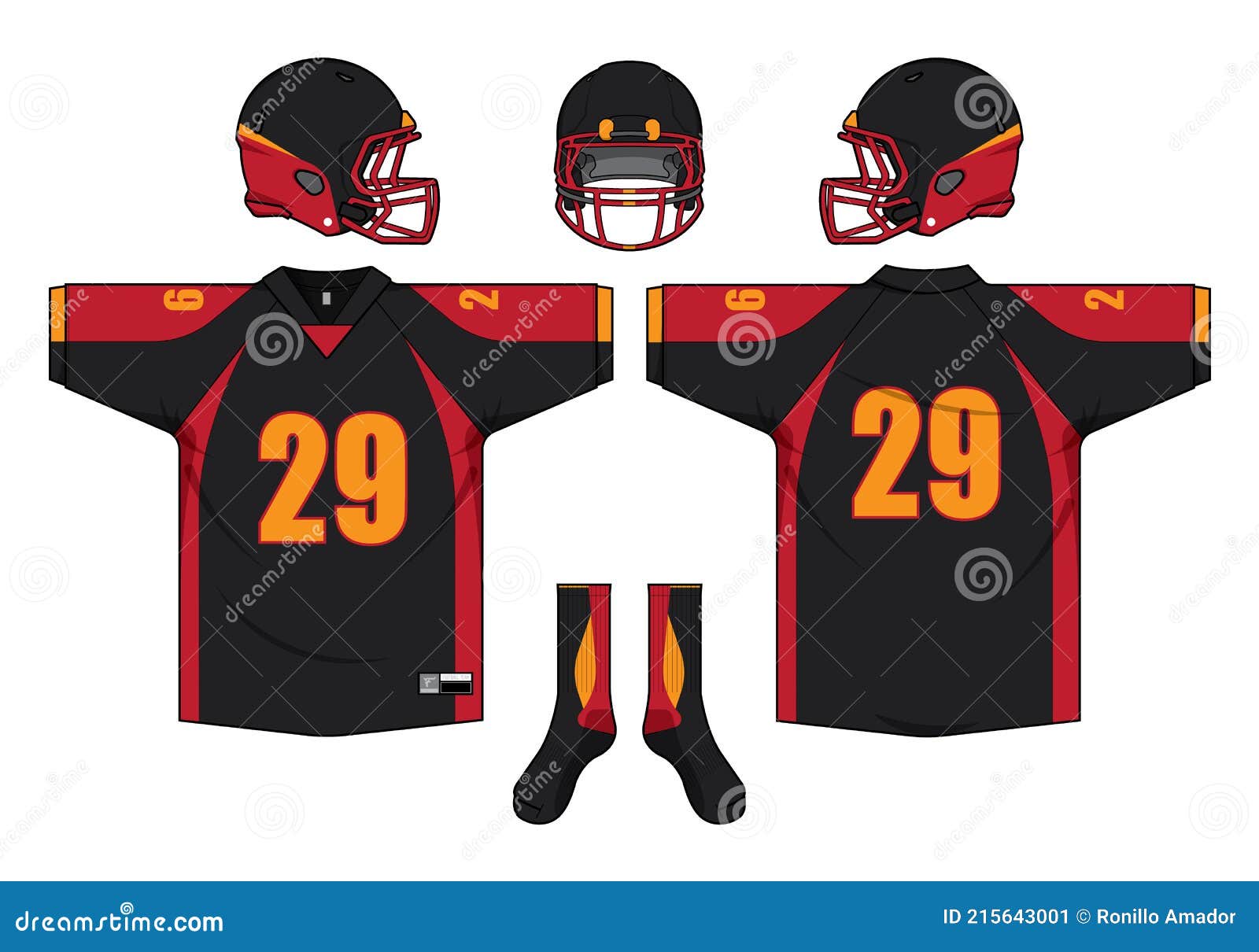 American football team jersey design mockup Vector Image