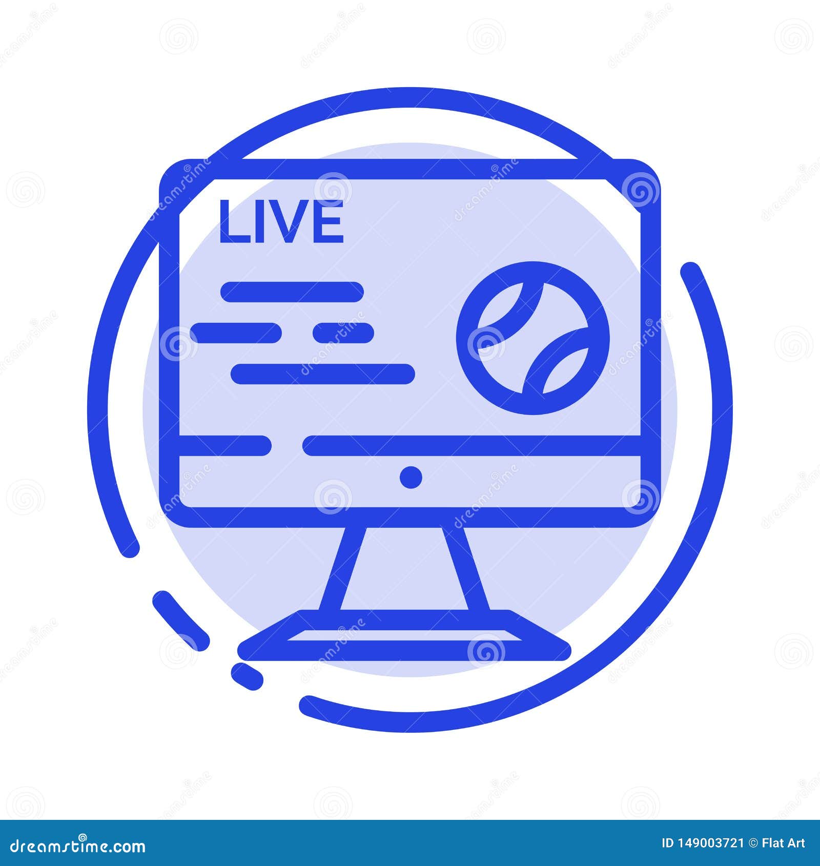 Football, Live, Soccer, Sport, Stream Blue Dotted Line Line Icon Stock Vector