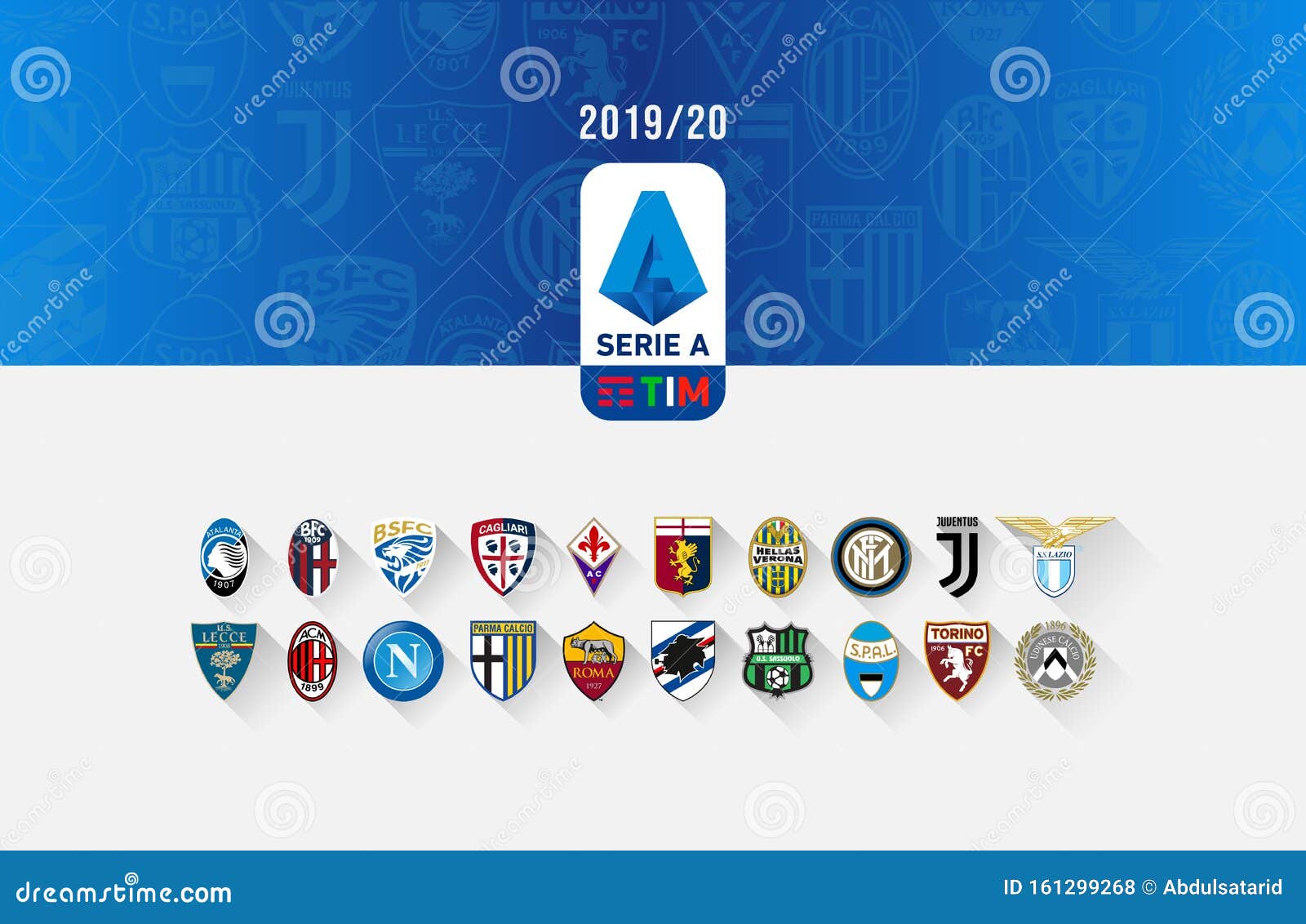 Vector set of 100 Italian football club's logos including Serie A, Serie B  and Serie C vector de Stock