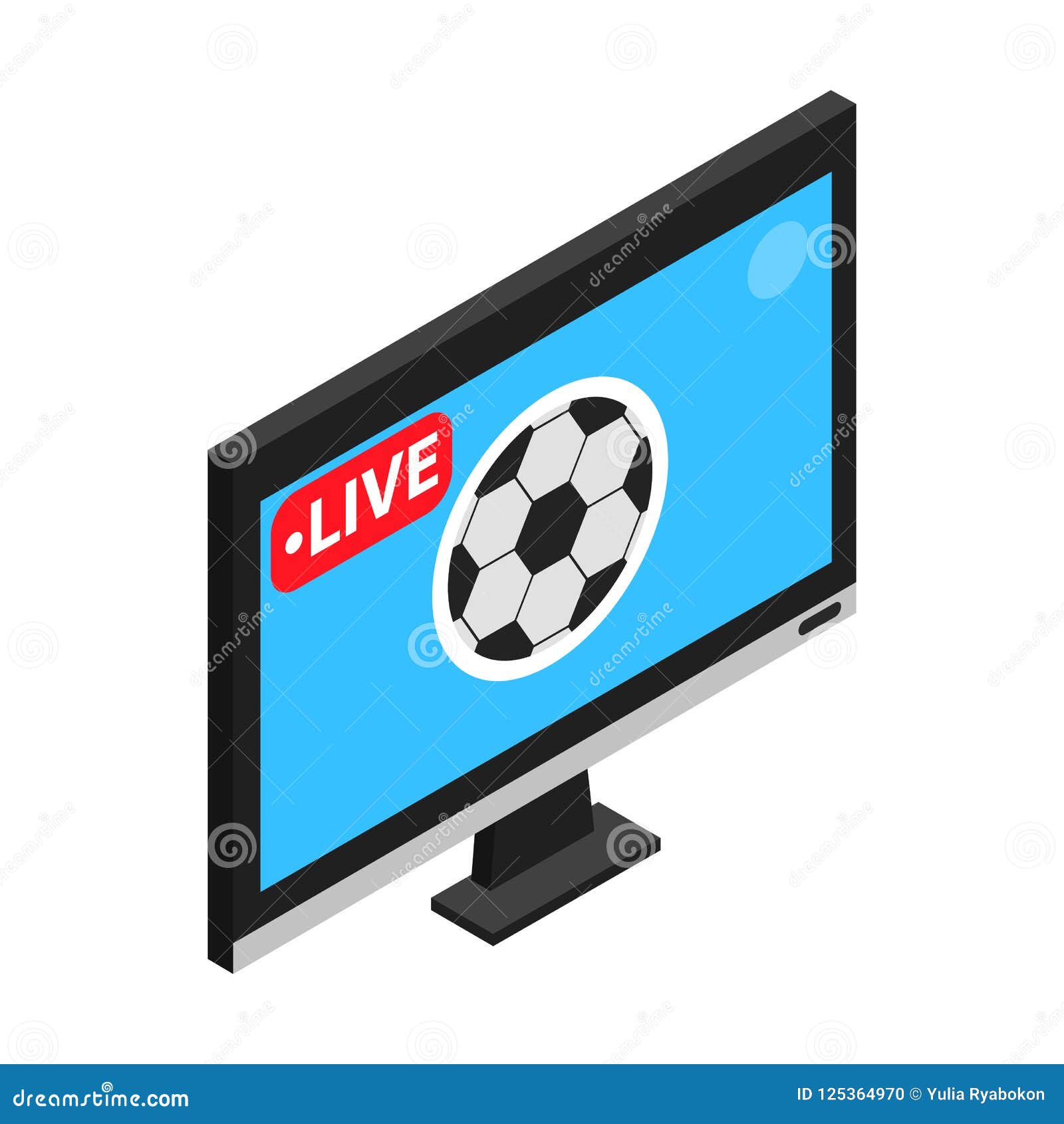 Football Match on TV Live Stream Isometric 3d Icon Stock Illustration