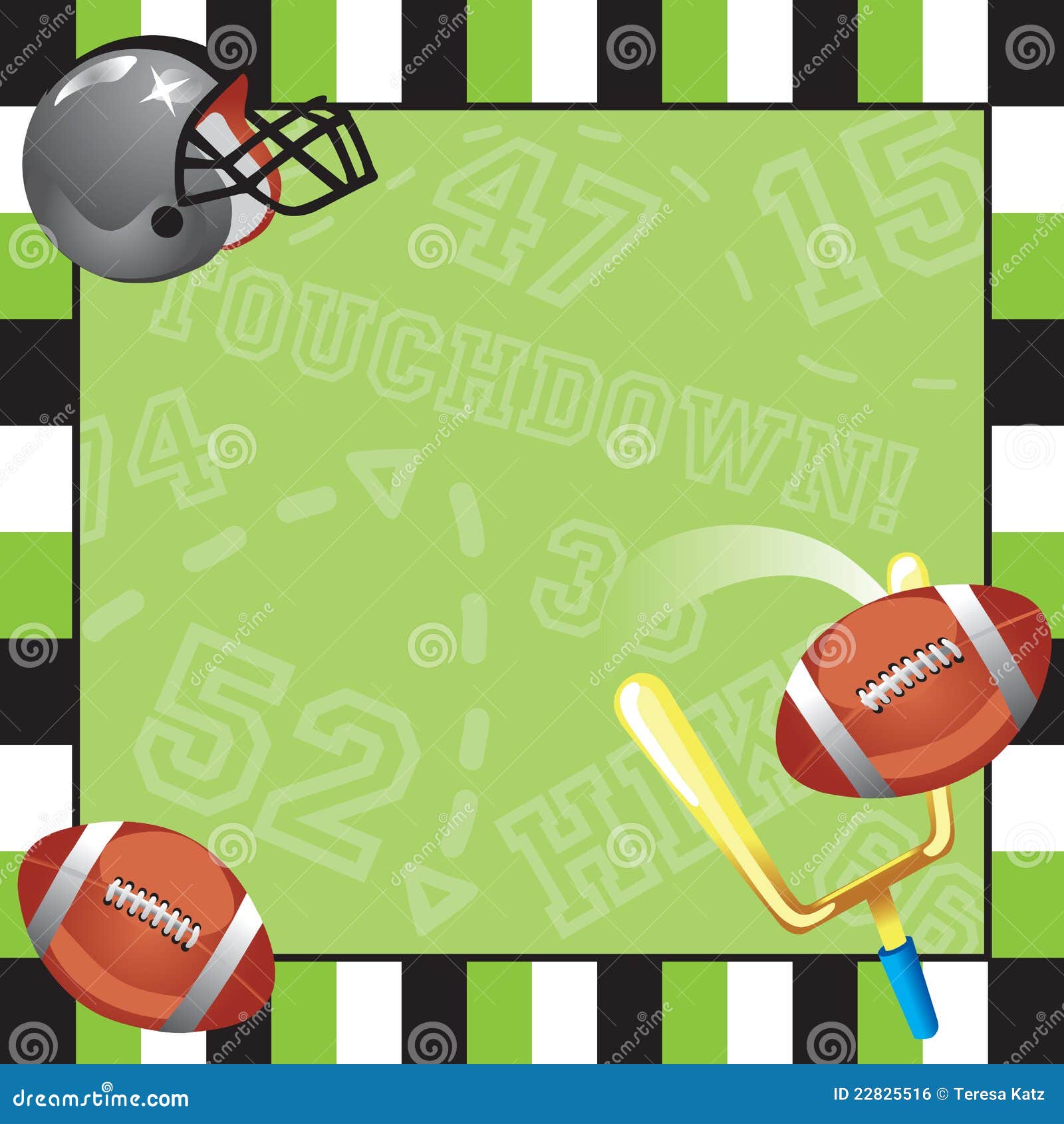 Football Party Invitation Card Stock Vector Illustration Of Striped Kick 22825516