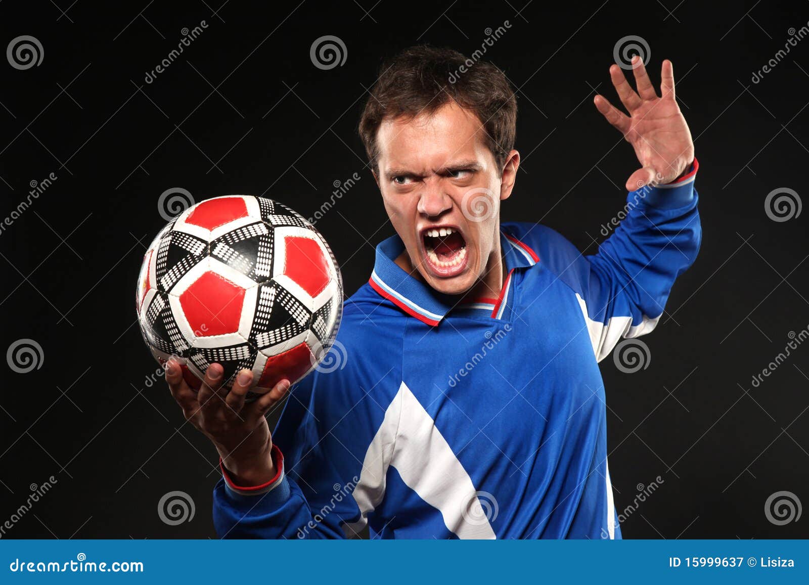 Football Player Screaming At Ball Stock Image Image of soccer