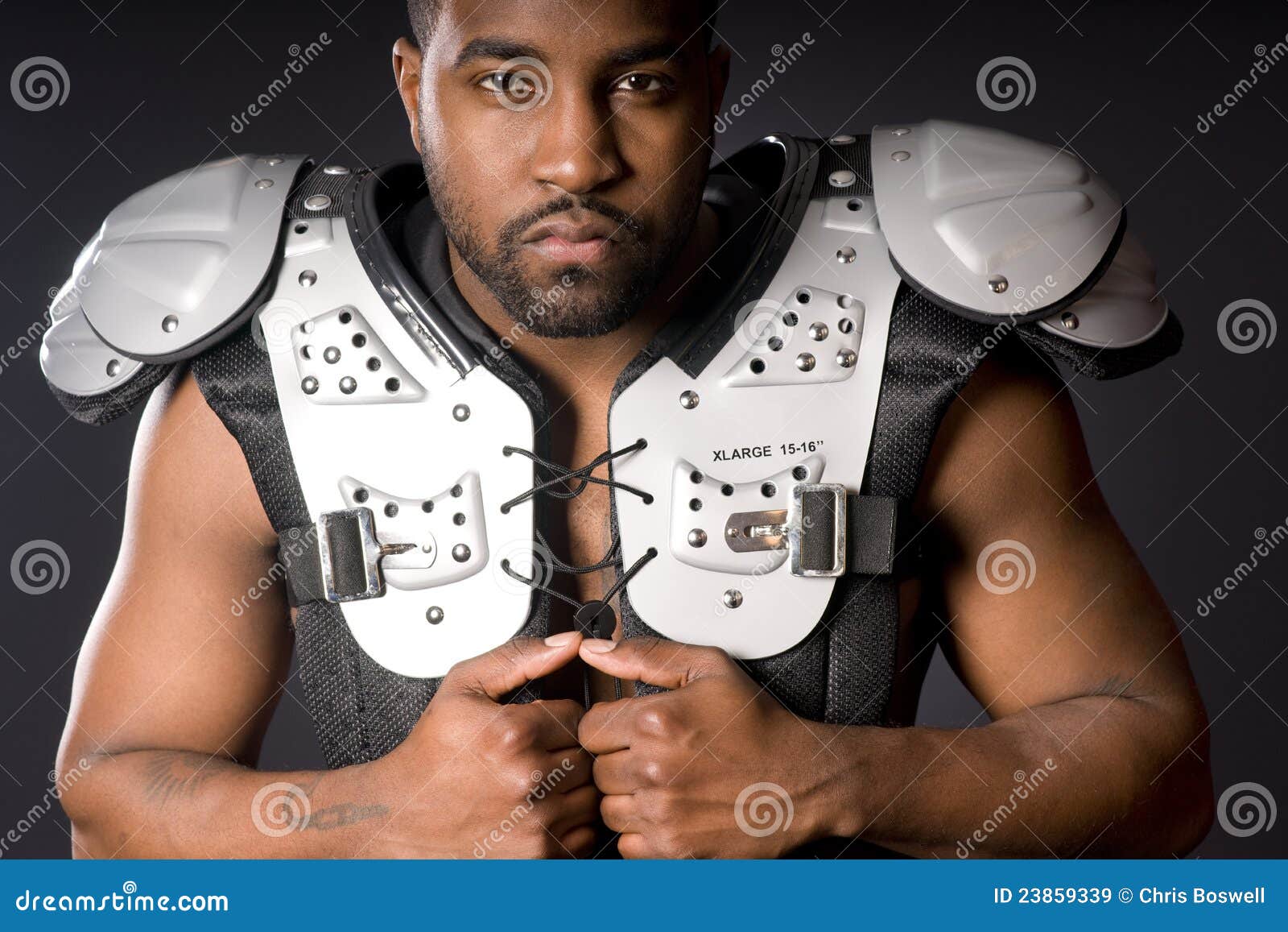 Male African American Football Player Shoulder Pad Stock Image Image