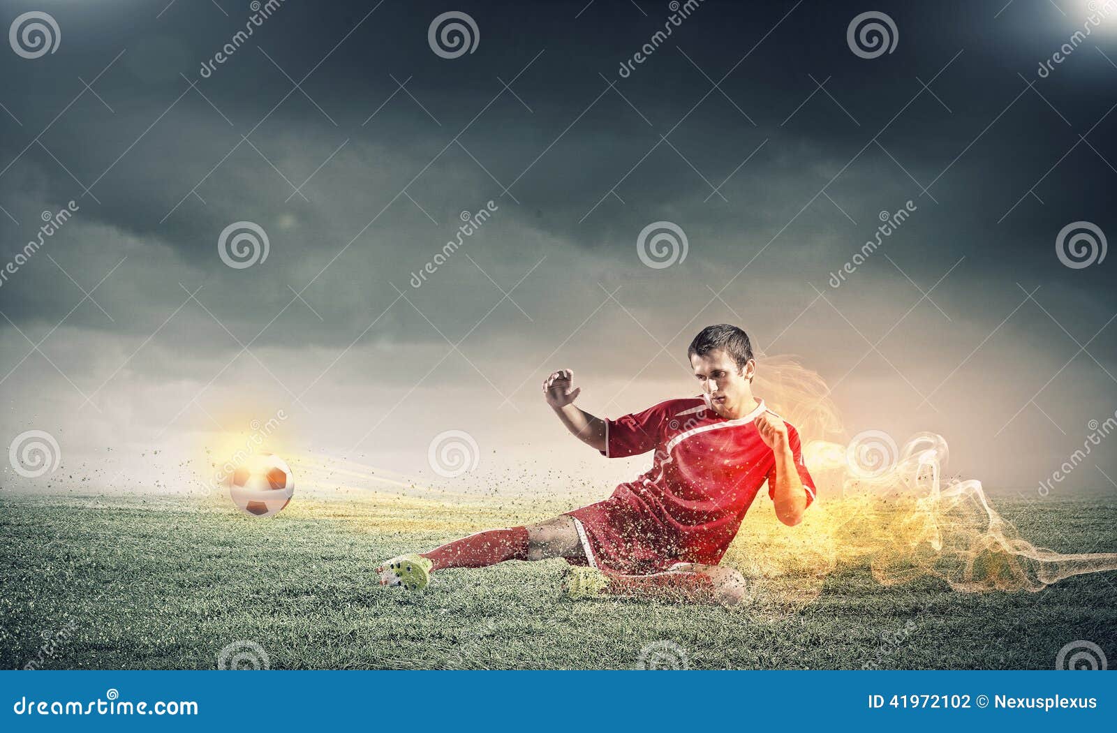 Football player stock photo. Image of night, field, compete - 41972102