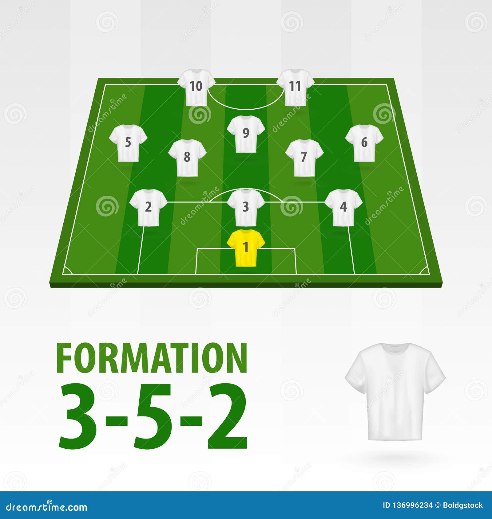 Football Players Lineups Formation 3 5 2 Soccer Half Stadium Stock Vector Illustration Of Championship Player