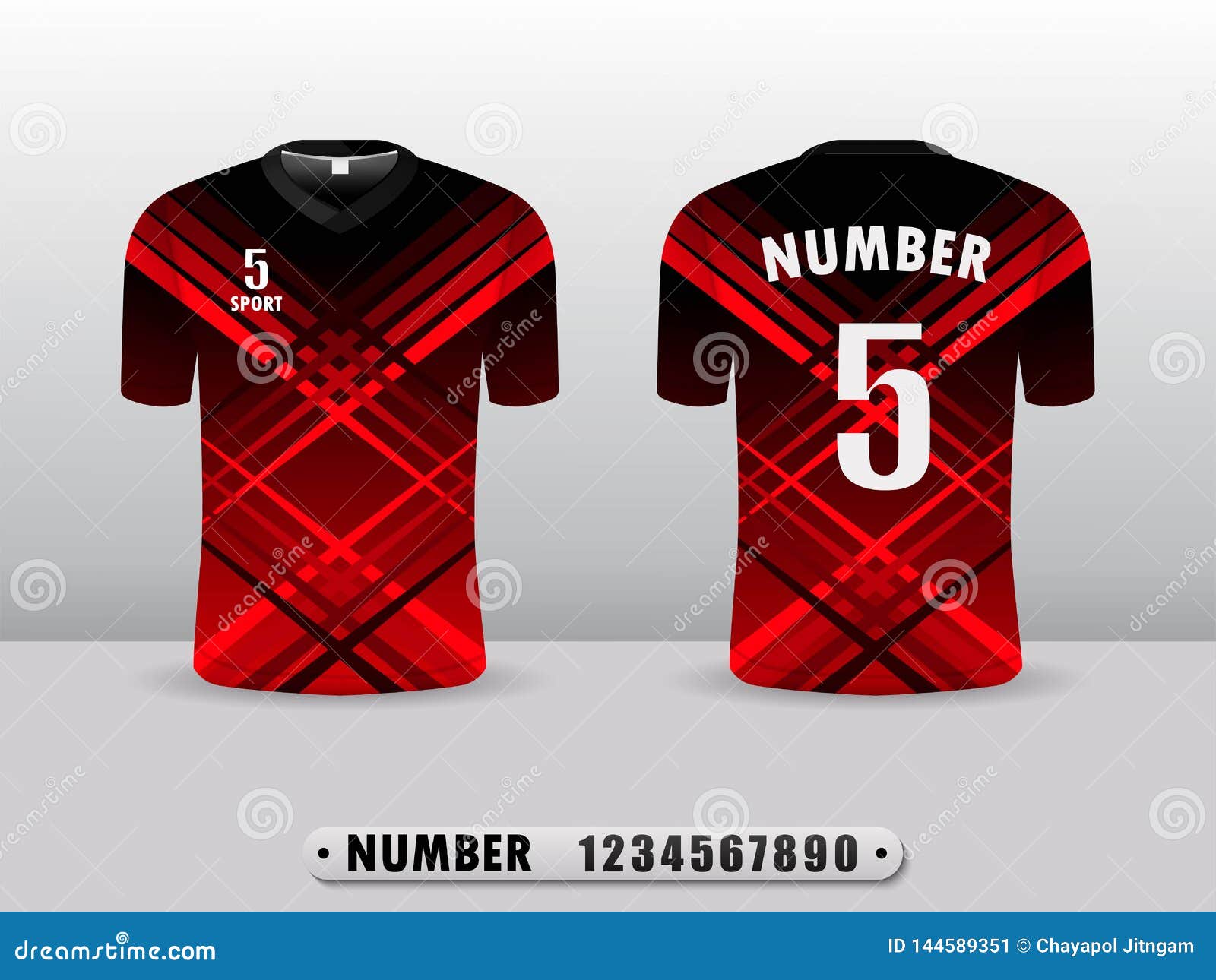 Football Shirt Design T-shirt Sports Black and Red Color. Stock Vector -  Illustration of gray, design: 144589351