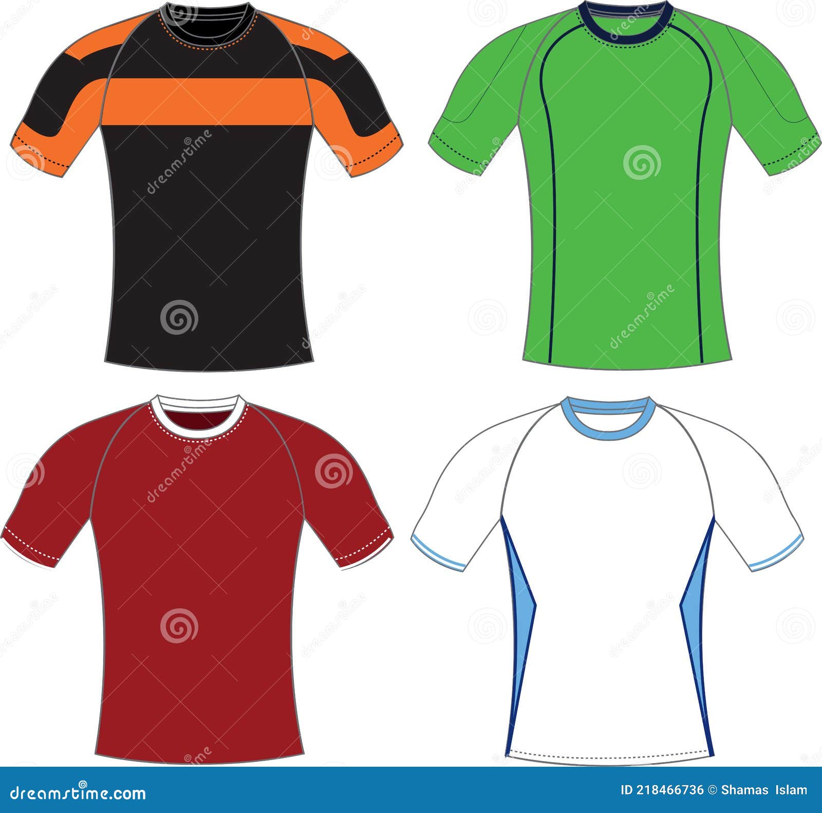 Football Shirts Mock Ups Templates Vectors Stock Vector - Illustration ...